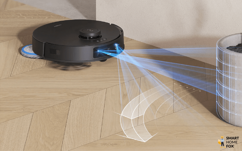 Der Kreuzlaser des DEEBOT T30S zur Hinderniserkennung ist von Vorne zu sehen.